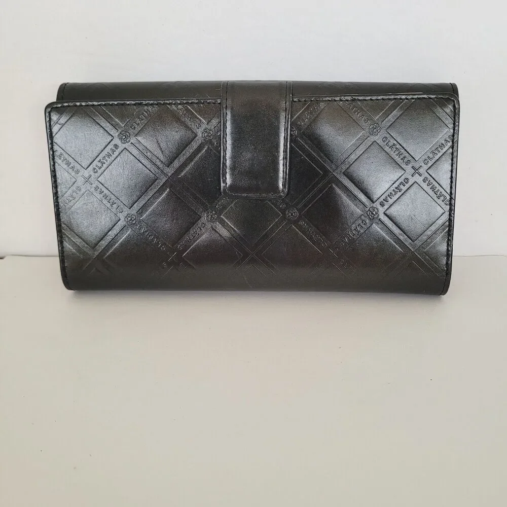 Clathas Flower Wallet Clutch Black Organizer 8x4 Large Envelope Designer Clutch‎